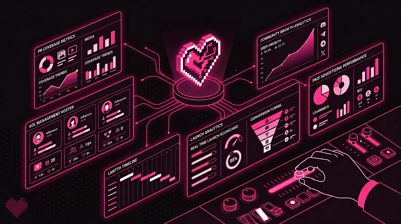 Token launch marketing services including KOL campaigns, PR, and community management