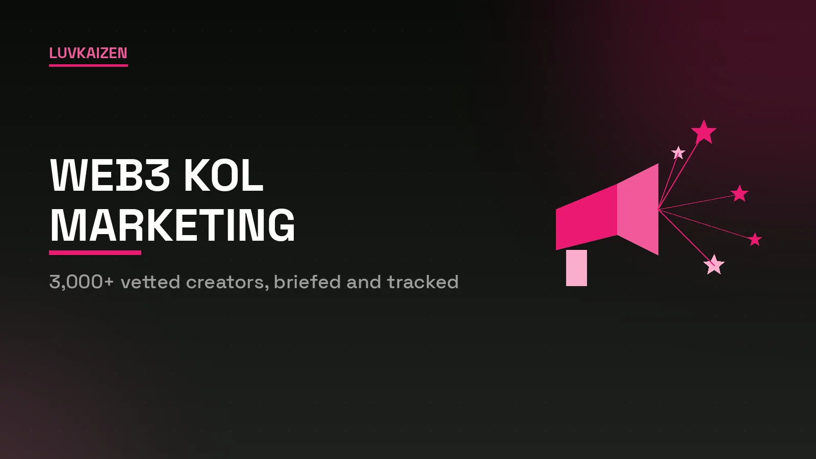 Web3 KOL marketing agency: megaphone and stars graphic
