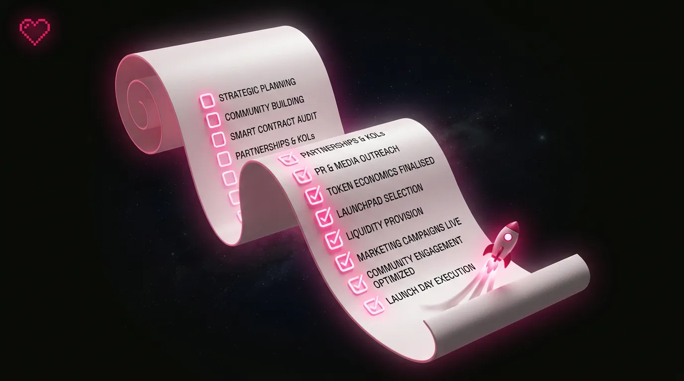 Cohort Marketing token launch marketing checklist hero section image