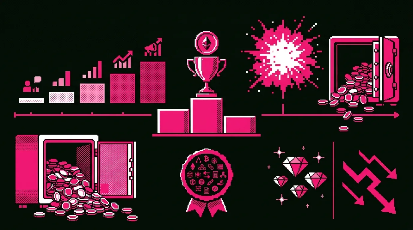 Five institutional blockchain marketing service icons showing thought leadership, PR, TradFi transition, compliance, and outreach