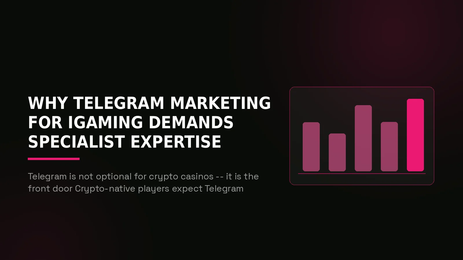 igaming telegram marketing agency: why-us stat panel illustration